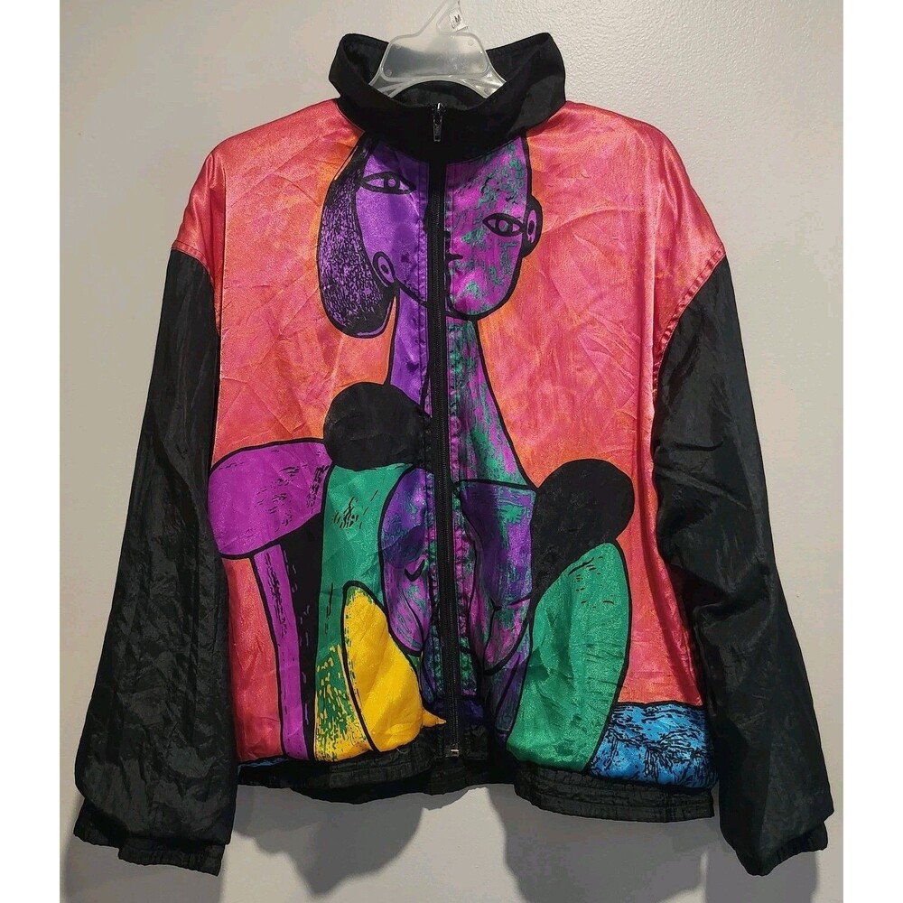 Vintage Julia Michaels Picasso Graphic Multicolor Bomber Jacket 80s/90s Small